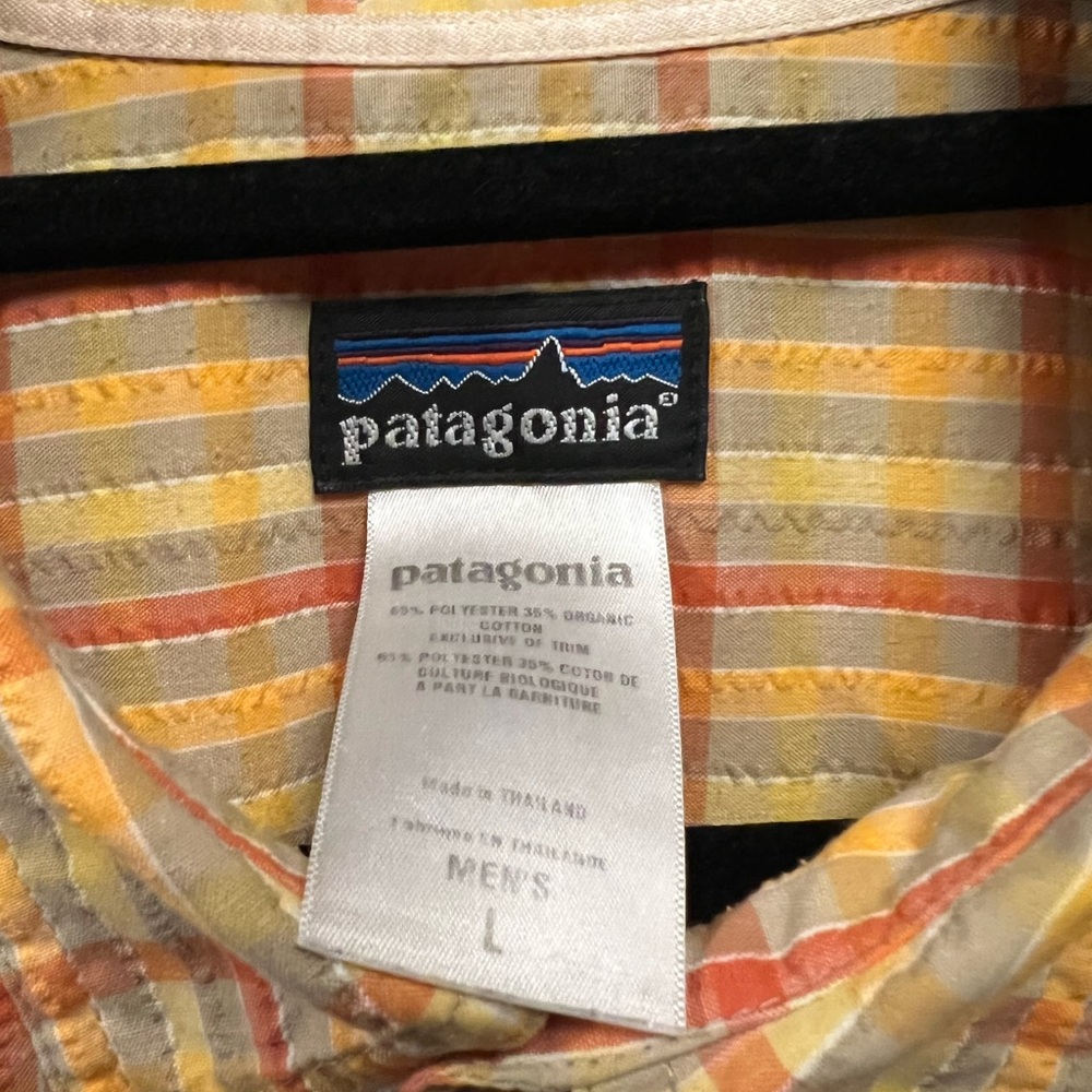 Patagonia men’s red/yellow plaid short sleeve button shirt size L - Picture 8 of 10